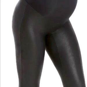 Spank Black leather maternity leggings